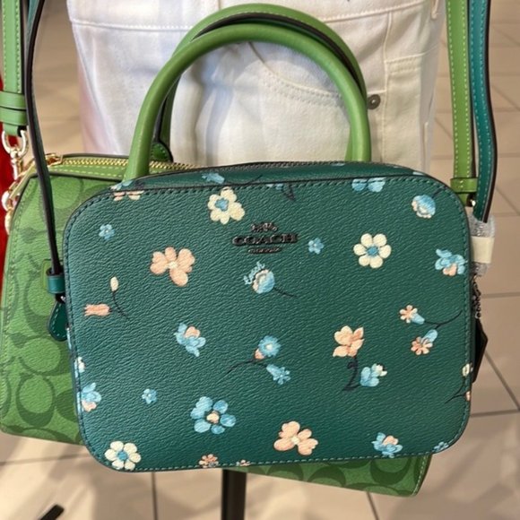 Coach Handbags - Coach Mini Camera Bag With Mystical Floral Print Green Multi